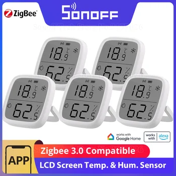1-5VNT SONOFF SNZB-02D Zigbee LCD Temperatūros ir Drėgmės Jutiklis ZigBee 3.0 Suderinama Smart Scenos su ZBBrige-P Alexa, Google