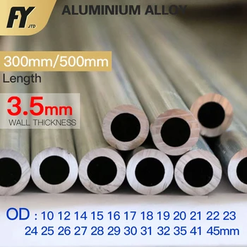 FUYI Aliuminio Vamzdis 3,5 mm Storis 10-45mm ODStraight 300mm 500mm Ilgio Apvalių 6063 Aliuminio Lydinių Vamzdžių