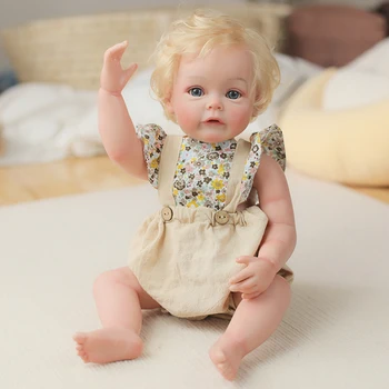 48CM Atgimsta Bamblys Baby Doll viso Kūno Silikono Kūdikių Lėlės Ranka-išsami Paiting Įsišaknijusi Plaukų Vonios Žaislas Gimtadienis Vaikams