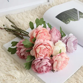 3Pc Dirbtinis Arbata, Rožių Netikras Šilkas Pink Rose Valentino Dieną Namuose Vestuvių Dekoravimas Vestuvių Puokštė Gėlių Sienos Dirbtinių Gėlių