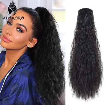 Keistą Garbanotas Hairpiece plaukai surišti į uodegą 22 cm Sintetinių Ilgai Yaki plaukai surišti į uodegą Plėtiniai Afro Ponio Uodega, Plaukai Priauginimui Alororo