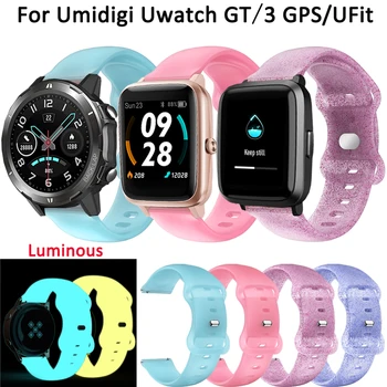 20mm Dirželis Umidigi UFit Sporto Diržo Smartwatch Šviesos Žėrintis Silikono Juosta Uwatch 3 GPS GT Watchband Pakeitimo Apyrankė