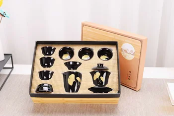 Golden Leaf Patys Puodeliai Rankų Darbo Keramikos Arbatos Puodelio Kinijos Kung Fu Arbatos Ceremonija Teaware Drinkware Dovana