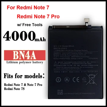 BN4A Bateriją Už Xiaomi Redmi Note7 7 Pastaba Pro M1901F7C M1901F7G M1901F7S 4000mAh, Telefono Baterija + Nemokamas Įrankiai