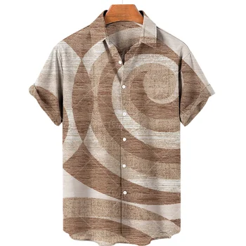 2023 Havajų vyriški Marškiniai, Geometrinis 3d Spausdinimo trumparankoviai Atvartas Mados Atsitiktinis Paplūdimio Negabaritinių Marškinėliai