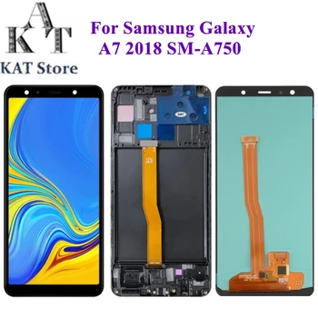 Samsung Galaxy A7 2018 A750 LCD Touch skaitmeninis keitiklis Visą komplektuojami Su Rėmo Dalies Pakeitimas