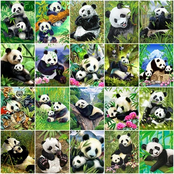 EverShine Diamond Tapybos Panda Gyvūnų Rankdarbių Mozaikos Dekoracijos Diamond Siuvinėjimo Bambuko Kryželiu Naują Atvykimo Sienos Menas