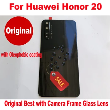 Originalas Geriausias Atgal Būsto Huawei Honor 20 Baterijos Dangtelis Galinių Durelių Atveju, Važiuoklės Telefono Korpuso Dangtelis + Fotoaparato Rėmas Stiklo Lęšis