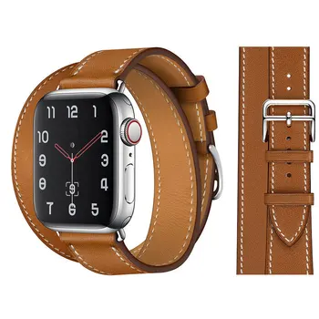 Odinis Dirželis, Apple Watch Band Serijos 8 7 6 5 SE Smartwatch su Dvigubu Ratu Odos Pakeitimo 49mm 45mm 42mm 40mm Grandinės