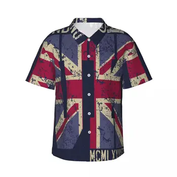 Vyriški trumparankoviai Derliaus Londone Jungtinės Karalystės Vėliavos marškinėliai atsitiktinis paplūdimio drabužiai asmenybės viršūnės