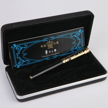 Kunigaikščio Prabanga Rašyti Verslo Kanceliarinės Juodos ir Aukso 0,5 mm Fontanas Pen, Mėlynas Perlas, ant viršaus Metalo Dažai Rašikliai Nemokamas Pristatymas