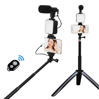 Selfie Fotografijos Vaizdo Nešiojamą Vlog Stovo, Trikojo Stabilizer Kit LED Šviesos Mikrofonas Nuotolinio Užrakto Telefono Kamera, Vaizdo Įrašas