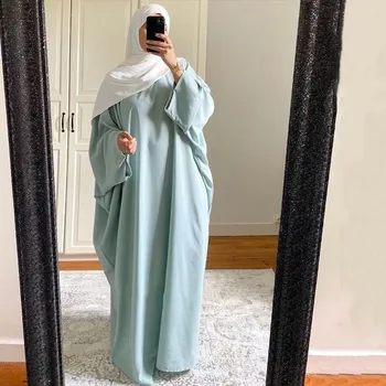Musulmonų Eid Hijab Suknelės Moterims Malda Drabužius Paprasto Batwing Abaja Suknelė Islamas Jilbab Dubajus Turkija, Saudo Jilbaab Prarasti Skraiste