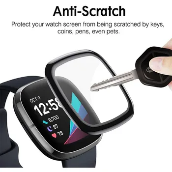 Apsauginės plėvelės, apsauga Fitbit Versa 3 /Prasme Smartwatch 3D Išlenkti Visą Kraštą, aišku, HD Screen Protector Kino Padengti Priedai