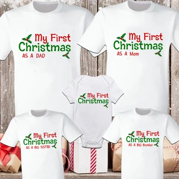 1 Vnt. Mano Pirmoji Kalėdų Šeimos Atitikimo T-shirt Sesuo, Brolis Tees Tėtis, Mama, T Marškinėliai Kūdikių Romper 2020 Kalėdos Festivalis Drabužiai