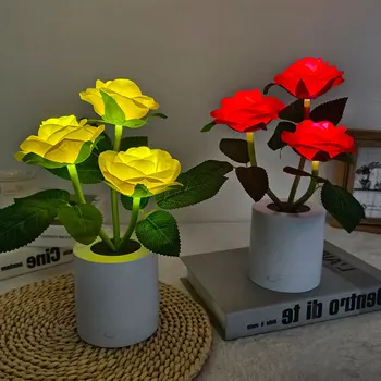 Gėlių Naktį Žibintai USB Įkrovimo Stalo Lempa Rožė, Lelija Tulpių Saulėgrąžų Rosebush pagrindiniai kištukiniai naktinių lempų lizdai Miegamojo Lovos Mergaitės Kambario Dekoro