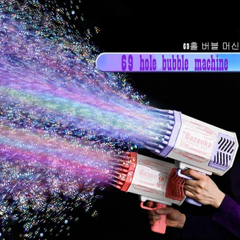 Bubble Gun 69 Skylių Automatinė Vaivorykštė Raketų Bumas Vaikas Šviesą Muzikos Burbulas Mašina Šalies Tiekimą Gimtadienio Dovana