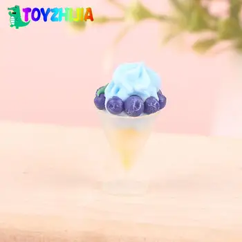 1Pcs Mini Lėlių Mėlynių Kokteilis Ledų Taurės Lėlių Maisto Virtuvės Puošmena Lėlės Namas Priedai