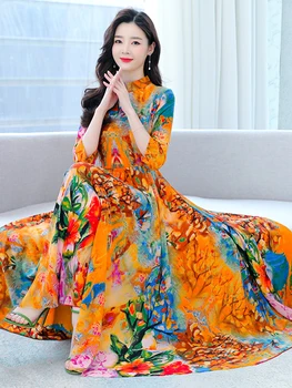 Moteriški Vasaros Ilga Suknelė 2023 Naujo Derliaus Šifono Gėlių Boho Elegantiškas Maxi Suknelės Korėjos Mados Bodycon Šalies Vakarą Atostogų