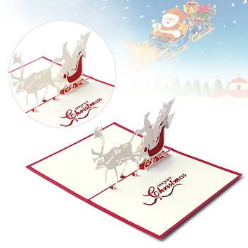 3D Iki Kalėdų Atvirukai Santa Kamanas Rankų darbo Švenčių Atvirukas su Paketas Nustatyti Kalėdos Naujųjų Metų Dovanos