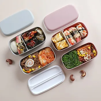 Nauja Dvigubo sluoksnio Bento Box Nešiojamų nepralaidžiose Maisto Talpyklos Užplombuotos Iškylą Mokyklos Buveinė Priešpiečių Dėžutė Microwavable