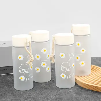 Skaidrus Vanduo Buteliuose BPA Free Kūrybos Matinio Mažas Daisy Vandens Butelis Su Nešiojamosios Rankinės Kanapių Virvė Puodelio Vandens