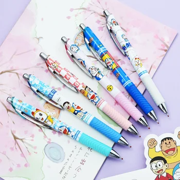 12pcs/set Doraemon paspauskite gelio rašiklis, didelis spalvų vertė animacinių filmų animacija studentas egzamino juoda 0,5 mm rašiklis, mokyklinės prekės, didmeninė
