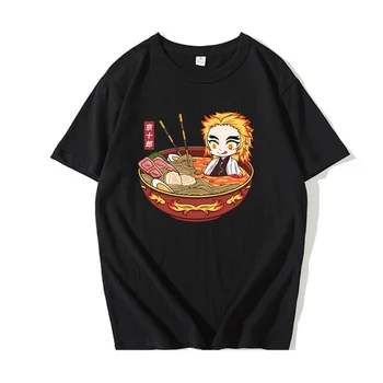 Japonijos Anime Demon Slayer Kimetsu Nr. Yaiba T-Shirt Rengoku Kyoujurou Drabužius Viršūnes Tees Camiseta Camiseta