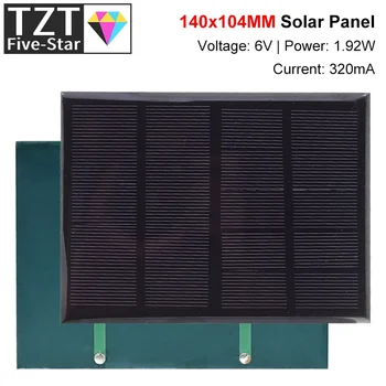 TZT 6 V 320mA 1.92 W Polikristaliniai Saulės Skydelis 140*104MM Mini Sunpower Saulės Sistema 
