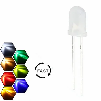 100VNT 5mm Išsklaidytos LED Diodų Greitai/Lėtai Flash Spalvotų Lemputės, Lempos, Diodai Rinkinys, Elektronikos Komponentai Lemputė